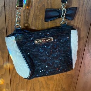 Black and white sequin purse